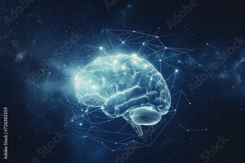 Brain constellation against a starry sky, representing neural connections with a cosmic twist