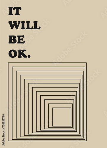 Poster with positive social media quotes, motivation posters on trendy abstract background in neutral colors.