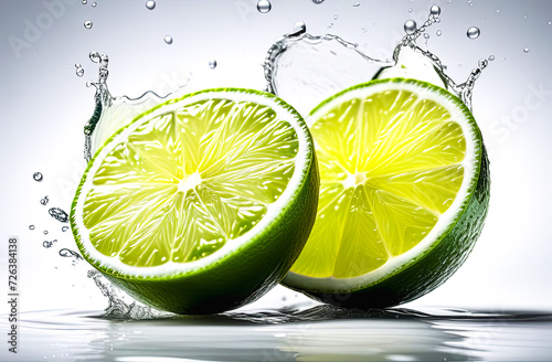 Lime detailed  close-up  with drops of water for juiciness