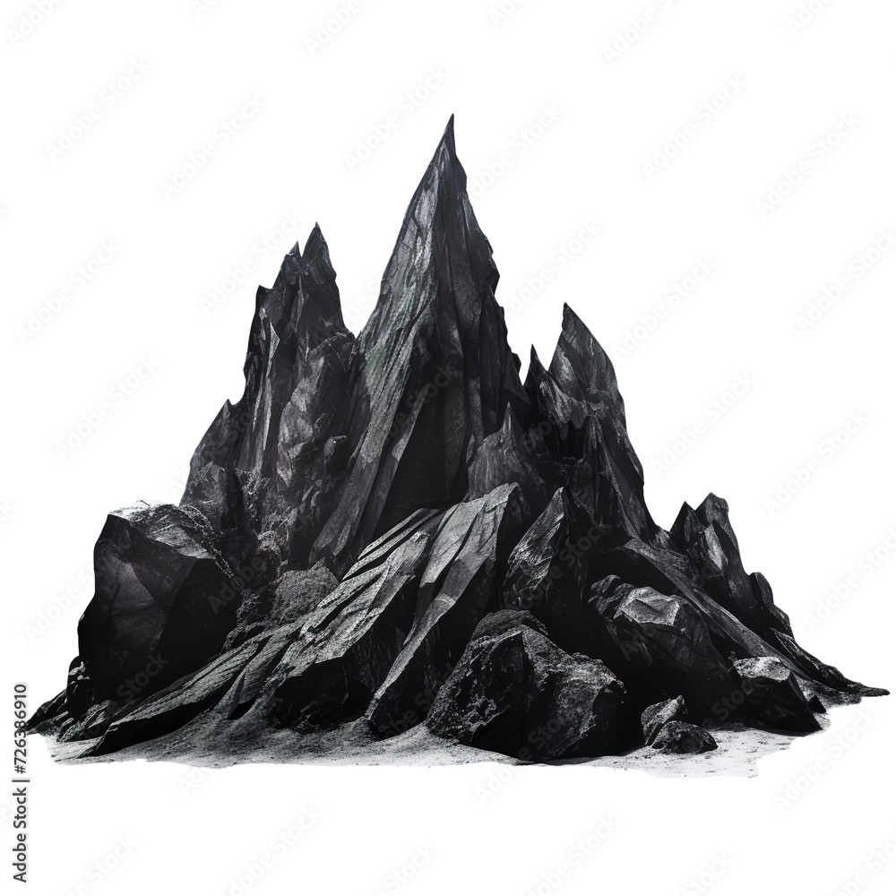 black pointed rocks in the mountain on transparent background Remove png, Clipping Path
