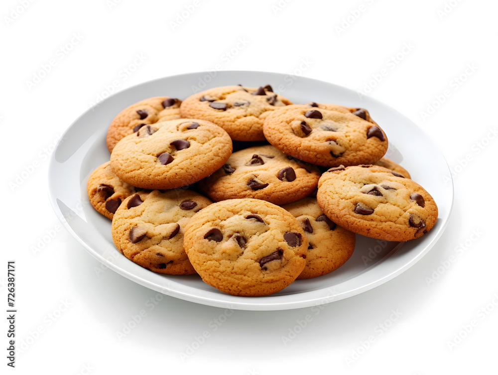 chocolate chip cookies isolated on white