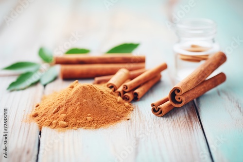 cinnamon sticks and powder for natural dental care