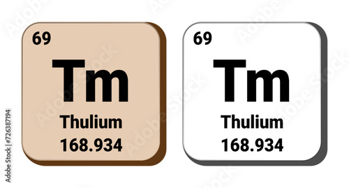Tm, Thulium element vector icon, periodic table element. Vector illustration EPS 10 File. Isolated on white background.