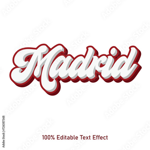 Madrid text effect vector. Editable college t-shirt design printable text effect vector. 3d text effect vector.