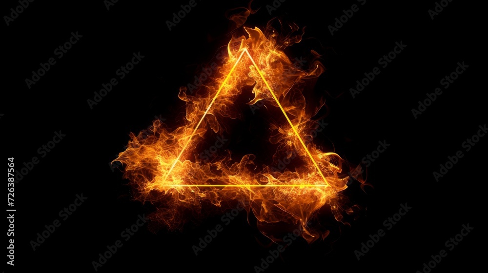Fire in form of triangle. Fire flame on black background Fire in form of triangle. Fire flame on black background