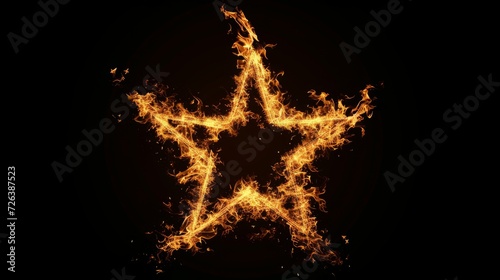 Fire in form of star. Fire flame on black background