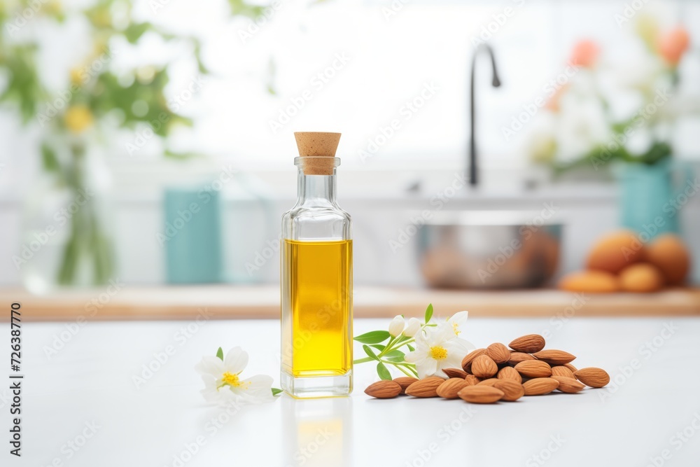 cold-pressed almond oil with almond nuts
