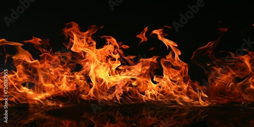 Red Orange Gold Flames Rising up on Black background