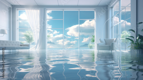 Bright room with water