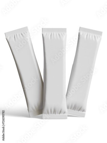 Realistic White Blank template Packaging Foil wet wipes Pouch Food Packing Coffee, Salt, Sugar, Pepper, Spices, Sweets. Template For Mock up Collection