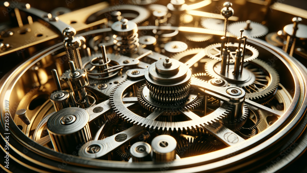 Intricate Gears of Antique Clock in Detailed Shot