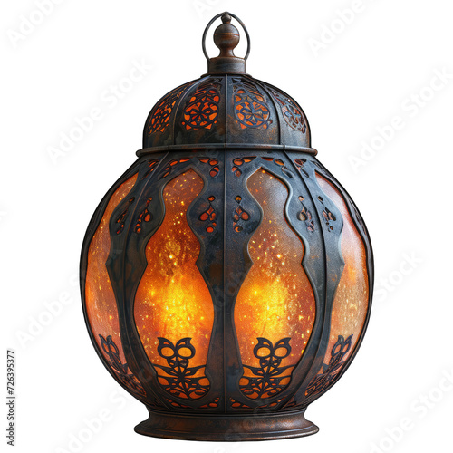 Isolated and luminous Ramadan Kareem lantern, shining Arabic lamp, marking the Muslim holiday, following the traditional path of Islamic fasting