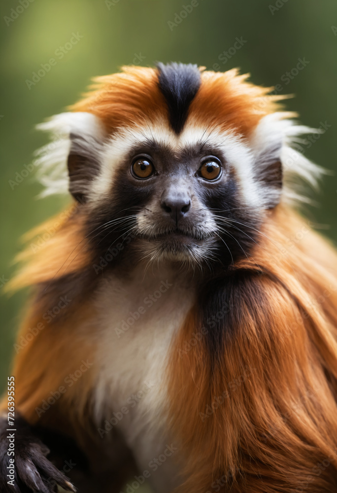 Cute Tamarin Monkey Portrait in Jungle Cute Tamarin Monkey Portrait in Jungle