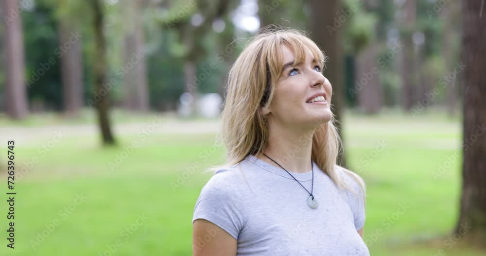 Young woman enjoying rain in summer forest Young woman enjoying rain in summer forest
