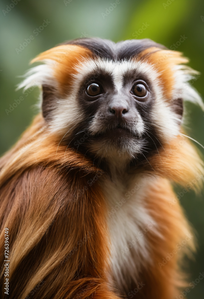Cute Tamarin Monkey Portrait in Jungle Cute Tamarin Monkey Portrait in Jungle