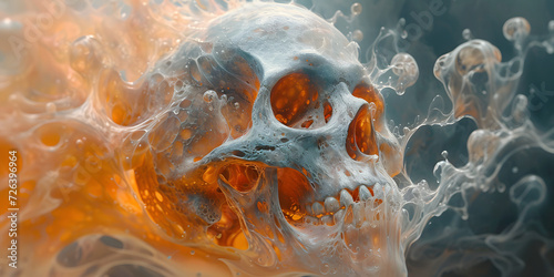 a skull made of liquid paint