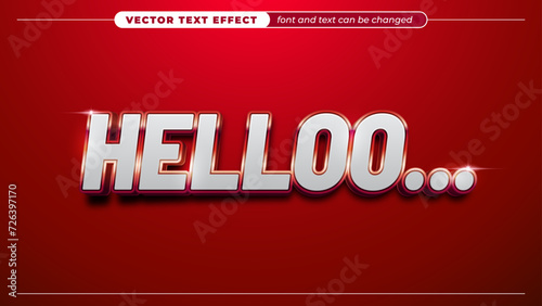 Metallic white 3D silver text effect on red background, modern graphic styles 
