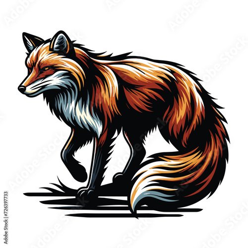 Wild animal red fox vulpa design vector, zoology illustration, foxy flat design template isolated on white background
