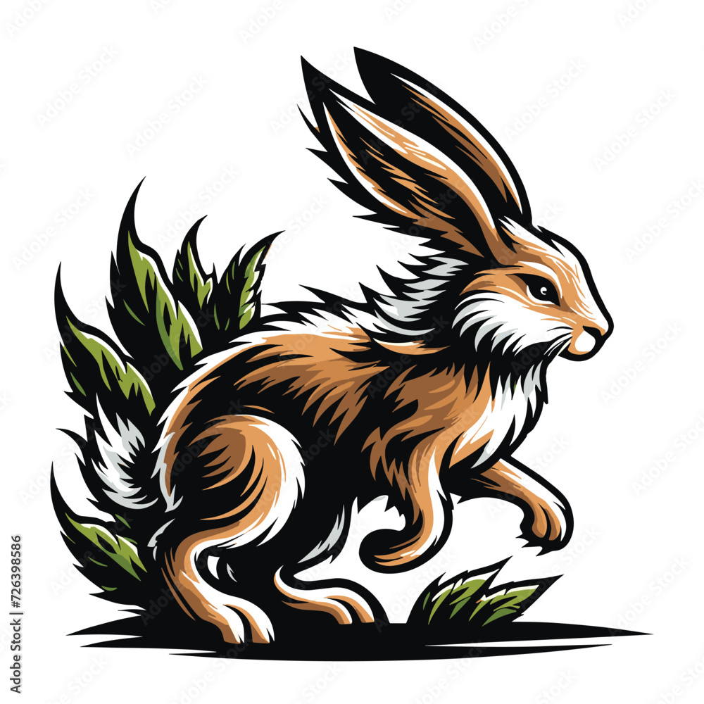 Realistic wild animal hare rabbit design vector, zoology illustration, wild forest bunny flat design template isolated on white background Realistic wild animal hare rabbit design vector, zoology illustration, wild forest bunny flat design template isolated on white background