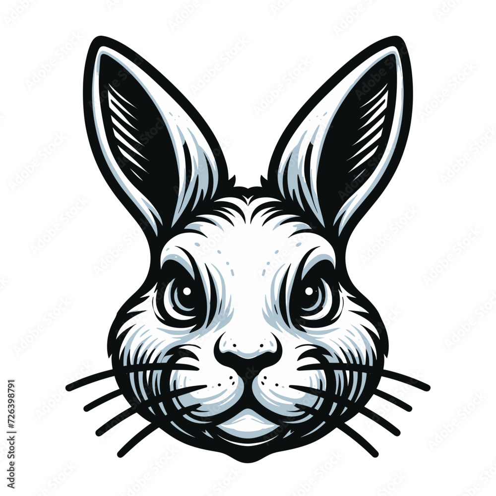 Realistic wild animal hare rabbit head face design vector, zoology illustration, wild forest bunny flat design template isolated on white background Realistic wild animal hare rabbit head face design vector, zoology illustration, wild forest bunny flat design template isolated on white background