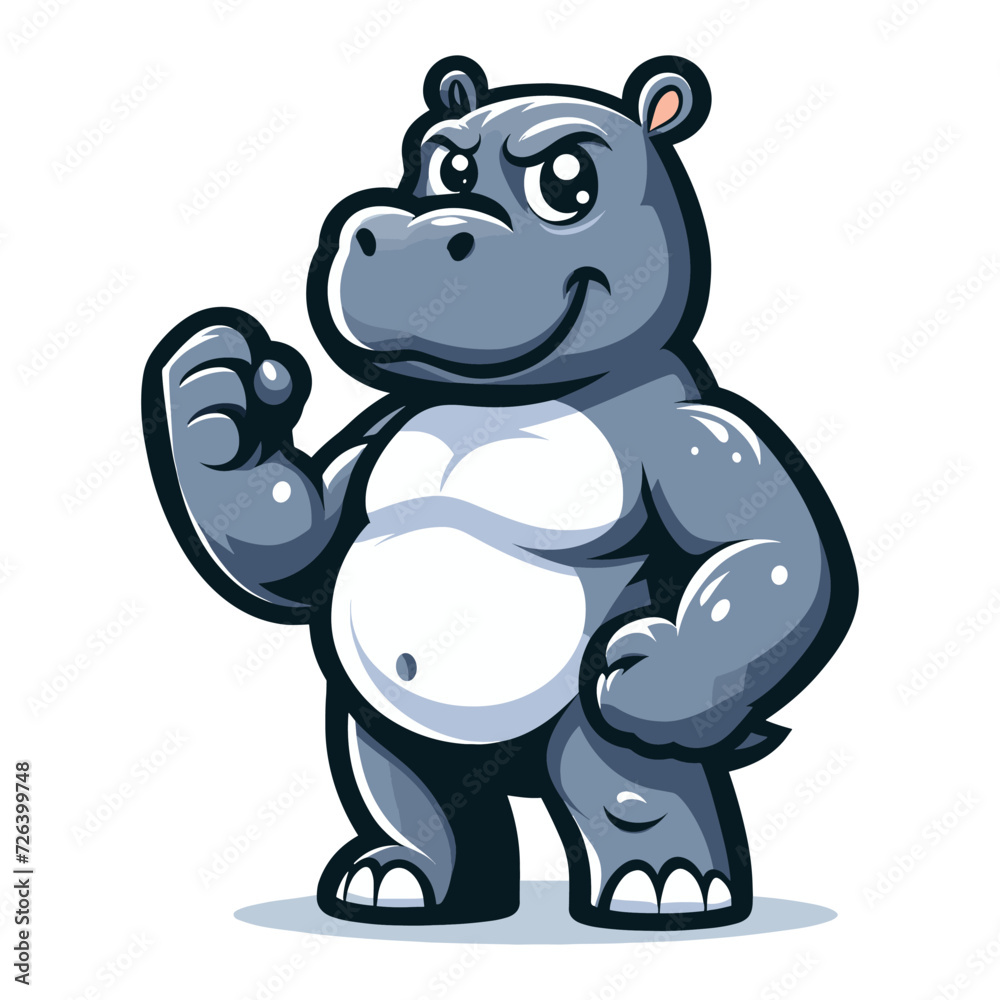 Cute adorable hippopotamus cartoon mascot character vector illustration, hippo flat design template isolated on white background Cute adorable hippopotamus cartoon mascot character vector illustration, hippo flat design template isolated on white background