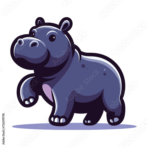 Cute wild animal hippopotamus cartoon design vector, zoology illustration, hippo flat design template isolated on white background