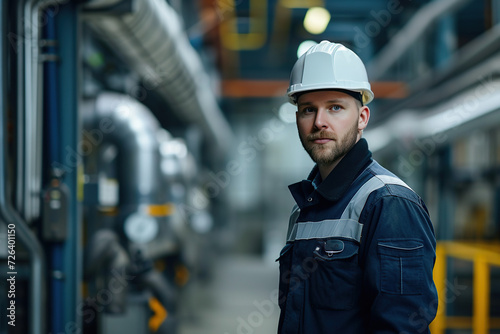 horizontal image of technician engineer at a manufacturing plant Generative AI