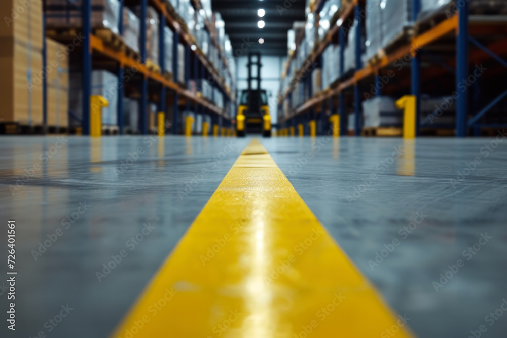 yellow markings on the floor, modern warehouse floor yellow markings on the floor, modern warehouse floor