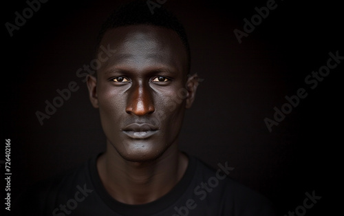 Multiracial Man Wearing Black Shirt Against Black Background