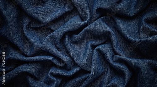 Close up shot of a dark blue fabric. Versatile and suitable for various design projects