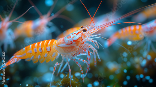 Schools of shrimp in the open sea photo