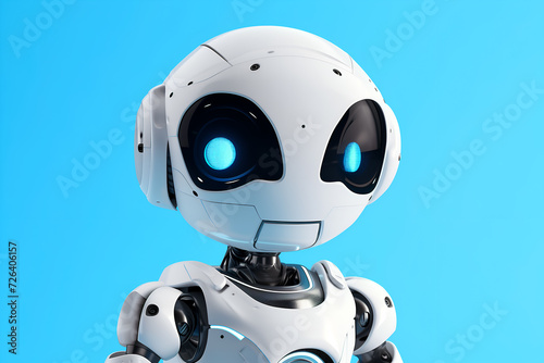 Cute technological small ai robot in minimalist style