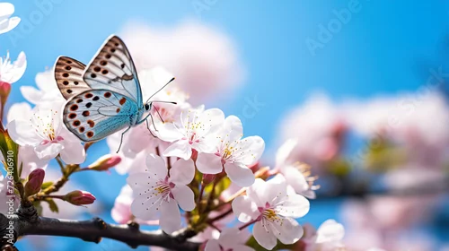 Fototapeta na wymiar Close-up of a butterfly on a flower. a large butterfly sitting on green leaves, a beautiful insect in its natural habitat. Banner, Illustration for Albums, notebooks