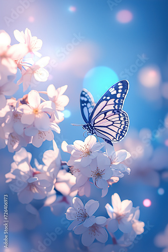 Close-up of a butterfly on a flower. a large butterfly sitting on green leaves, a beautiful insect in its natural habitat. Banner, Illustration for Albums, notebooks