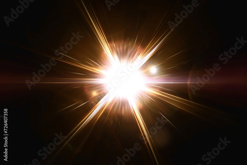 Easily Applicable Lens Flare Effects for Overlay or Screen Blending Mode, Unleashing Abstract Sun Bursts, Digital Flares, and Iridescent Glare Against a Sleek Black Background