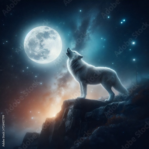 wolf howling at the moon