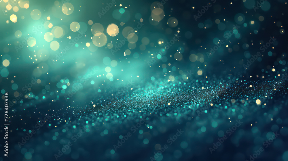 turqoise luxury glitter and bokeh particles, turqoise bokeh background, holiday festival background turqoise luxury glitter and bokeh particles, turqoise bokeh background, holiday festival background