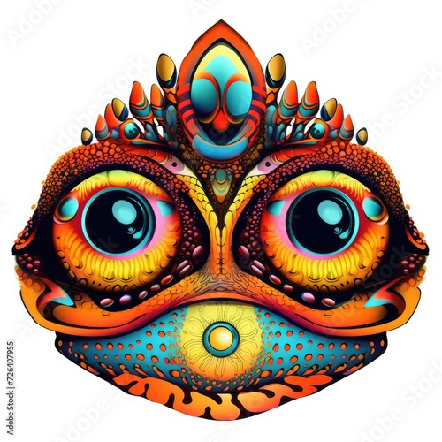 Psychedelic toad portrait in bright pop art style isolated on white