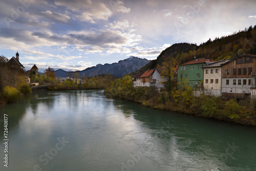 View of the Lech river in autumn in Fussen, Germany