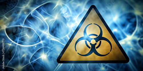 Warning Sign with Biohazard Symbol and Triangle Caution Icon, Isolated Vector Illustration of Dangerous Bio Logo photo