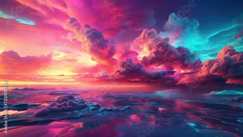 3d render, abstract fantasy background of colorful sky with neon clouds. generative, ai © Oleks Stock