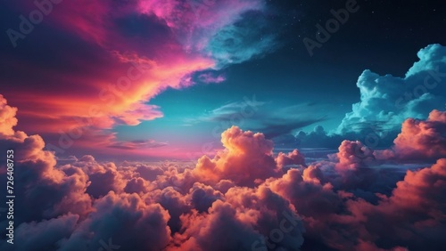 3d render, abstract fantasy background of colorful sky with neon clouds. generative, ai © Oleks Stock