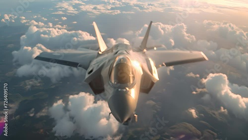 F-35 fighter jets are flying in the sky performing missions. photo