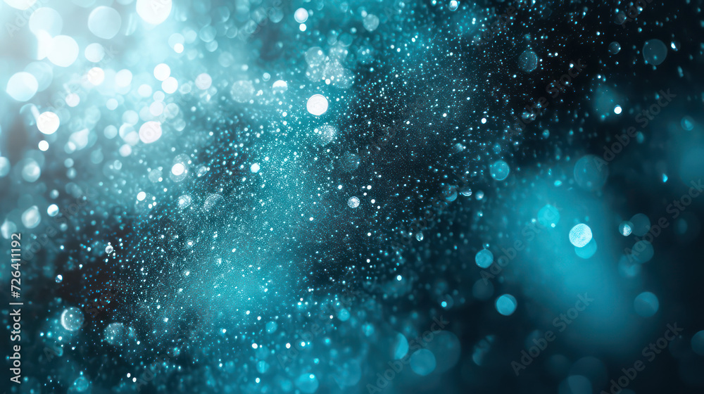 turqoise luxury glitter and bokeh particles, turqoise bokeh background, holiday festival background