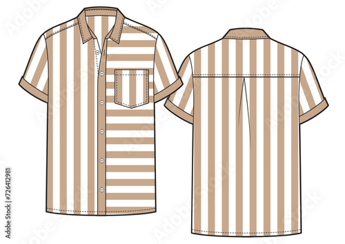 Men's short sleeves shirt with a stripe pattern