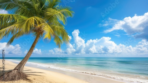  tropical beach and palm tree summer nature background