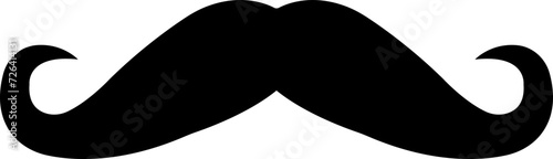 Hipster mustache icon flat vector isolated on transparent background. Black silhouette of adult man Italian moustache. Symbol of Fathers day.old facial hair style.