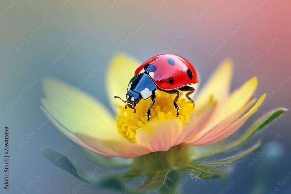 Ladybug on flower petal macro close up, beautiful nature background Ladybug on flower petal macro close up, beautiful nature background