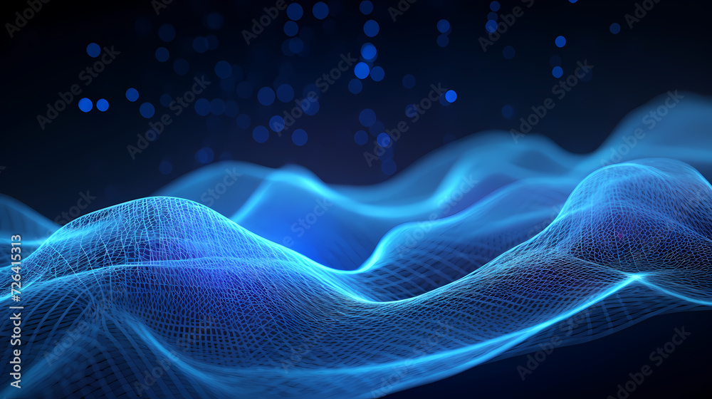 Digital technology blue rhythm wavy lines abstract graphic poster web page ppt background