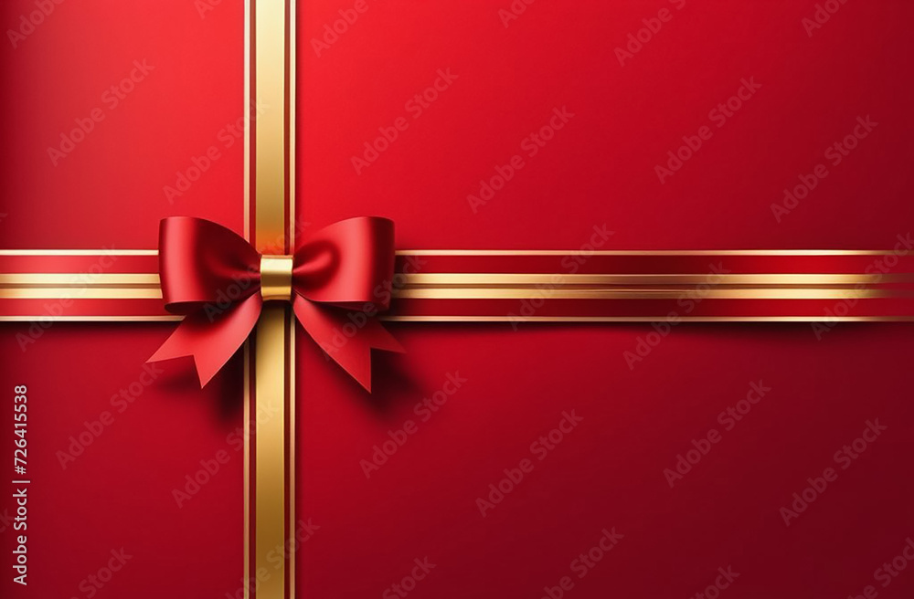Red background with gold ribbon and bow. Red background with gold ribbon and bow.
